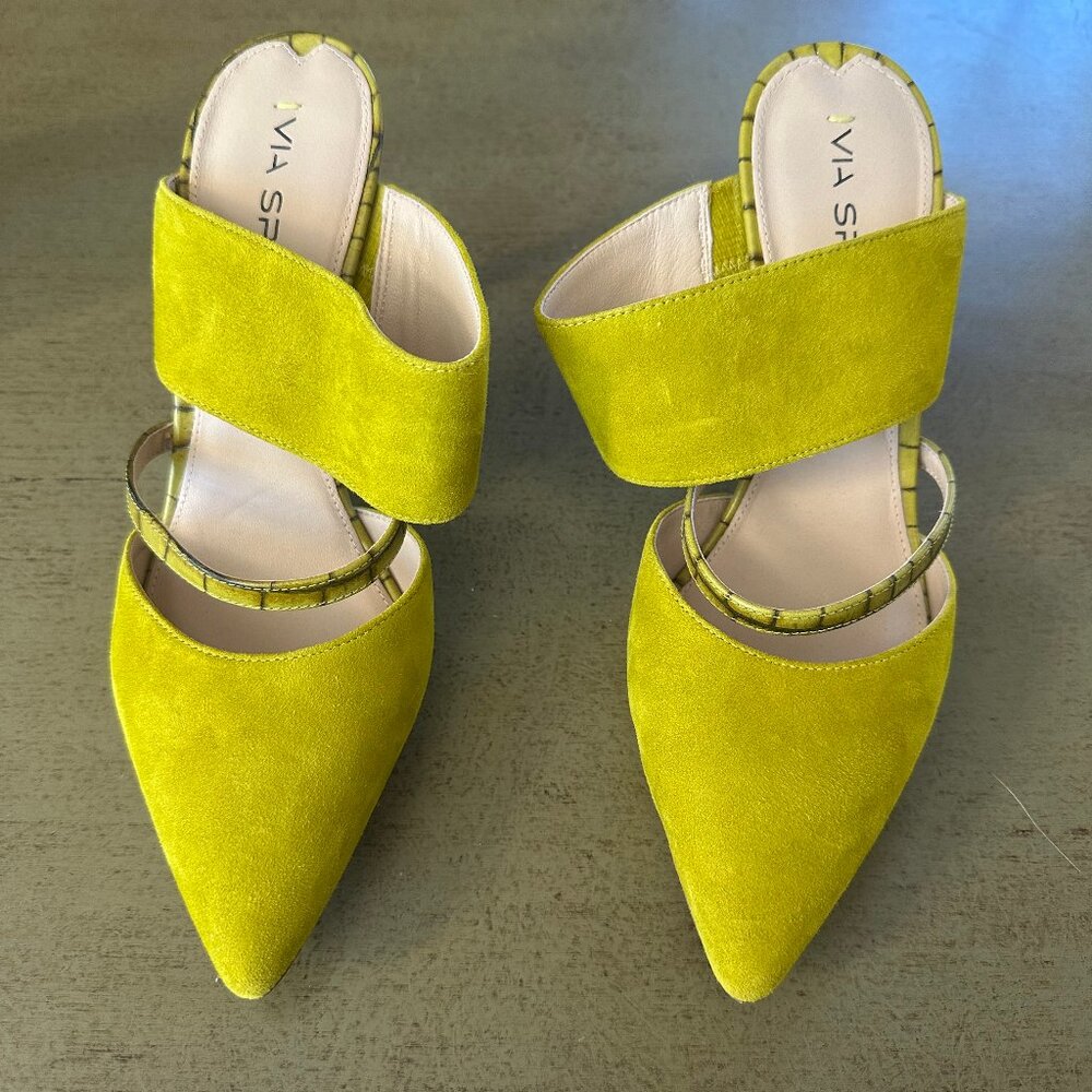 Via Spiga Coralia Suede/Leather Mule High Heel size 8.5